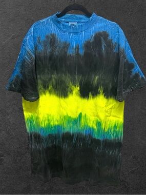 Vintage 90s Top2OnDowns Multicolor Tie Dye Single Stitch Deadstock T-Shirt // L